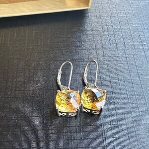 JTV Radiant Yellow Square sterling  Earrings